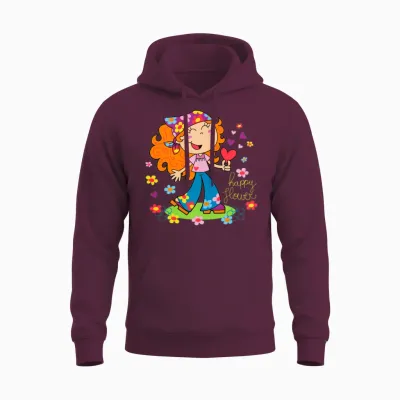 Funny Hippie Girl Unisex Hoodie - Maroon