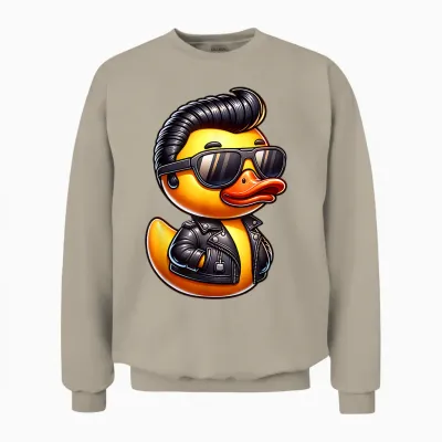 50s Sock Hop Rubber Duck Greaser Boys Kids Rockabilly Duck T-Shirt, Black, S Unisex Sweatshirt - Sand