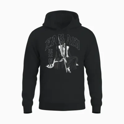 Bleach Zabaki Gothic Print Anime Unisex Hoodie - Black