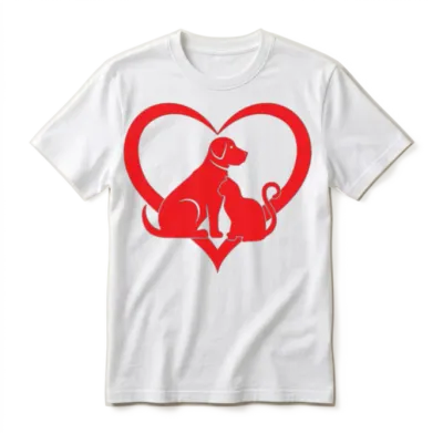 Dog and Cat Lover Dog Lover - Cat & Dog Heart Unisex T-Shirt - White