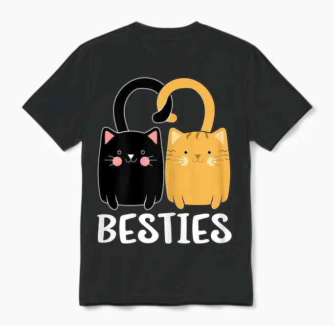 Best Friends Beste Freundin Für 2 Mädchen Katzen Partnerlook Unisex T-Shirt in Black