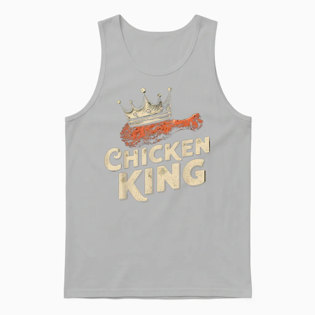 Fried Chicken Food Funny Fried Chicken King Cool Love Men's T-Shirt, Black, S Unisex Tank Top in Ash
