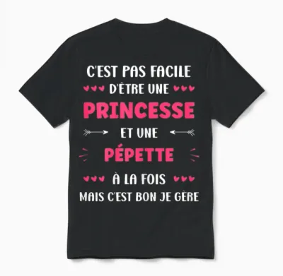 Super Pépette First Name Funny Girl Princess Pépette Unisex T-Shirt - Black