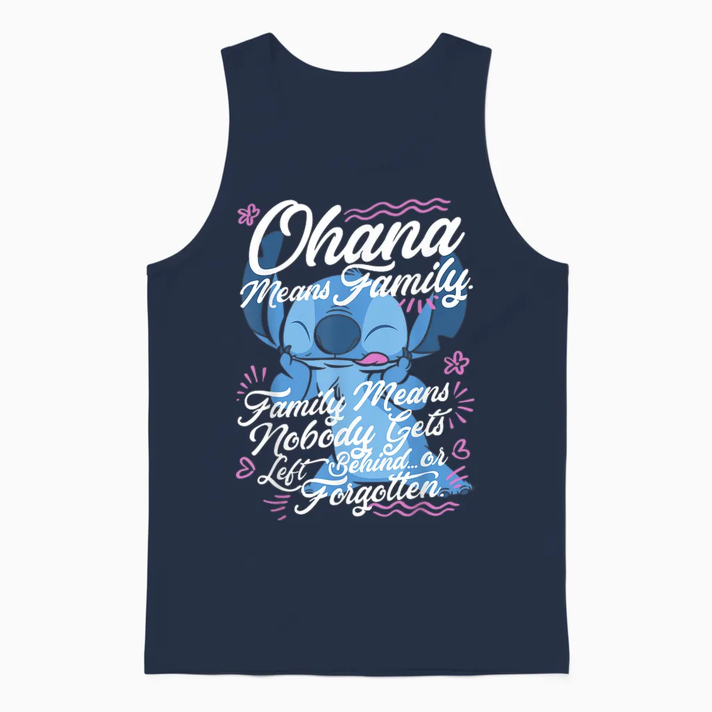 Disney Lilo & Stitch Stitch Day Ohana Means Family Unisex Tank Top in Navy