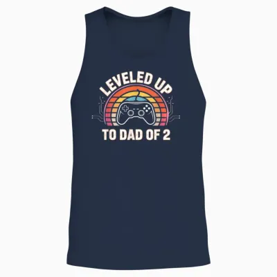 Annonce De Grossesse Leveled Up to Dad of 2 Daddy Again Unisex Tank Top - Navy