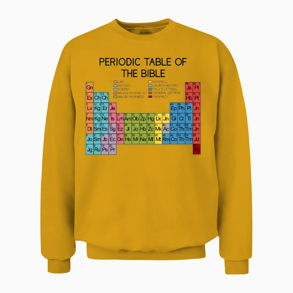 Christian Gift - Bible 66 Books Unisex Sweatshirt in Gold
