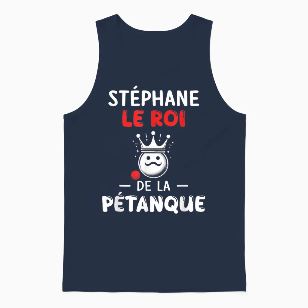 Personalised Gift Man First Name Stéphane Pétanque Humour Unisex Tank Top in Navy