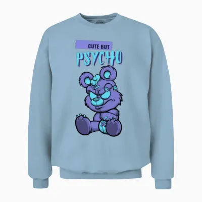Cute but Psycho Unisex Sweatshirt - Light Blue