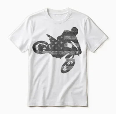 Dirt Bike American Flag T-Shirt | Motocross Enduro Unisex T-Shirt - White
