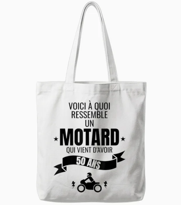 Gift Idea for a Biker Humour Man Original 50 Years Tote Bags in White