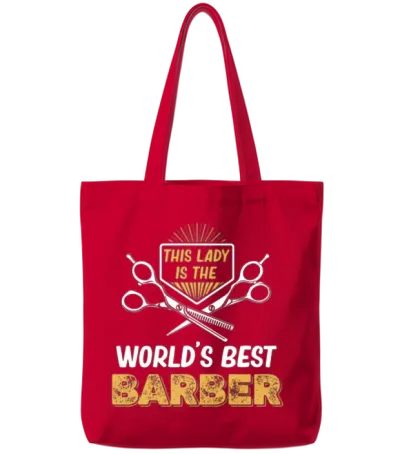 This Lady Is World's Best Barber Fashion Tote Bags - Red