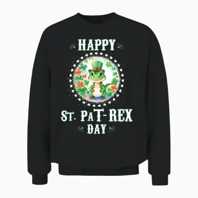 Enfant Joyeux T-Shirt Saint-Pat Trex Dinosaur La Saint-Patrick Unisex Sweatshirt - Black
