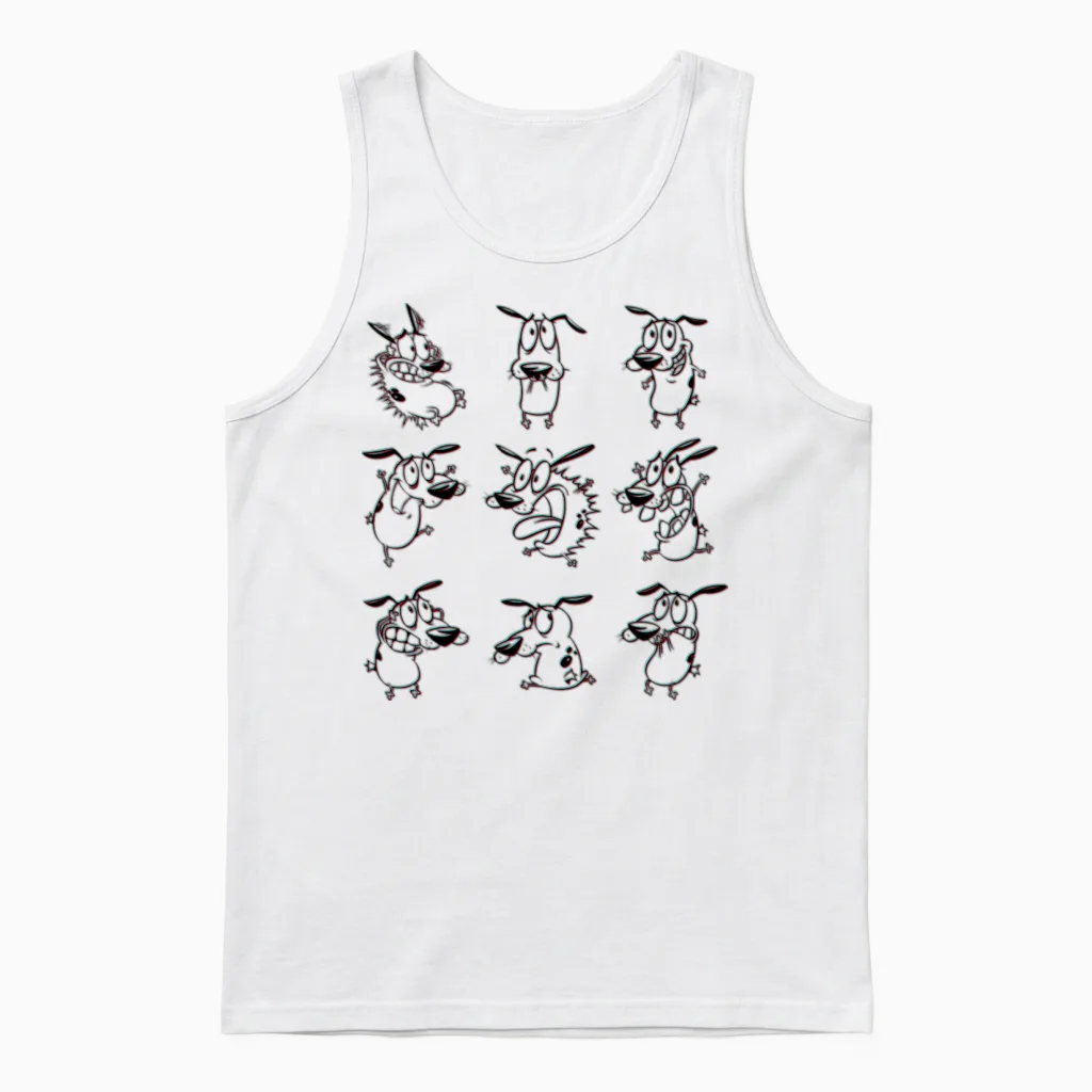 Courage the Cowardly Dog All Emotions Unisex Tank Top in White