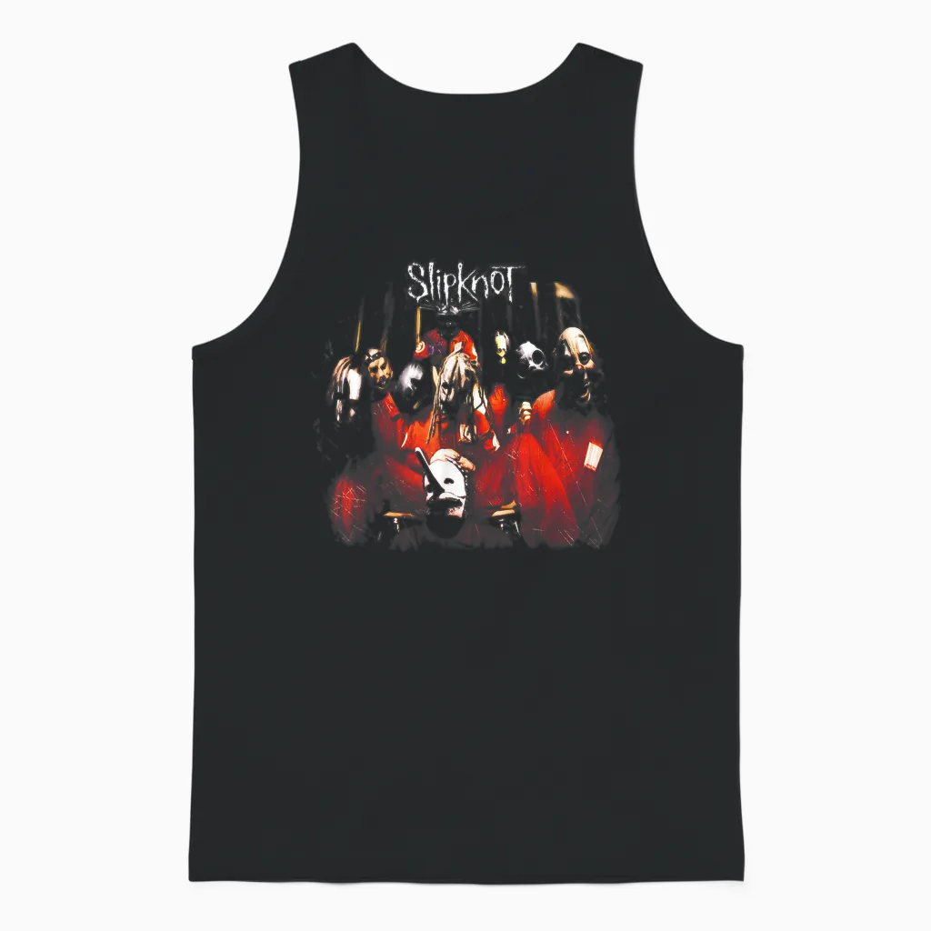 Slipknot Official Self Titled T-Shirt - Men's Black Small Crew Neck Short Sleeve Unisex Tank Top in Black