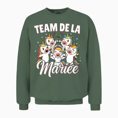 Team De La Bride - Evjf Women's Unicorn Bride to Be Unisex Sweatshirt - Military Green