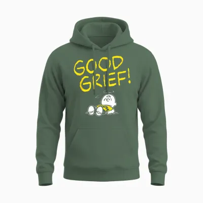 Peanuts - Charlie Brown Good Grief Unisex Hoodie - Military Green