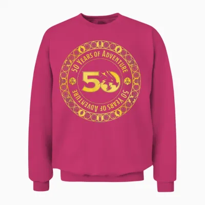 Dungeons & Dragons 50 Years of Adventure Gold Badge T-Shirt, Black, S Unisex Sweatshirt - Heliconia