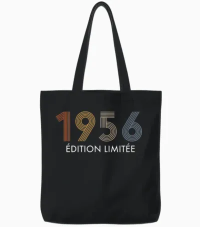 1956 Limited Edition 70 Years Birthday Tote Bags - Black