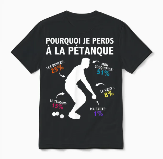 Why I Lose at La Pétanque Humor Statistics Unisex T-Shirt in Black