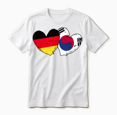 Deutschland Südkorea Herzfahnen Deutsch Koreanisch Doppelflagge Unisex T-Shirt - White