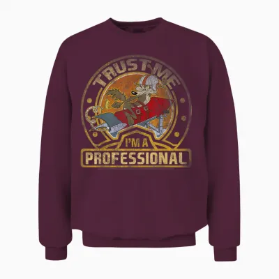 Looney Tunes Wile E. Coyote Trust Me I'm a Professional Short Sleeve Unisex Sweatshirt - Maroon