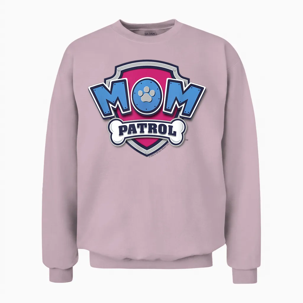 Paw Patrol Mother's Day Mom Patrol Badge Unisex Sweatshirt in Light Pink