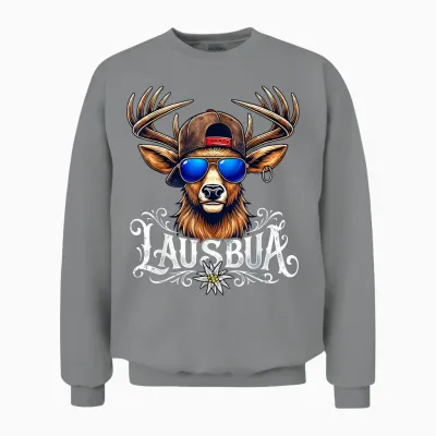 Trachten T-Shirt Kinder Trachtenshirt Herren Jungen Lausbua Unisex Sweatshirt - Sport Grey