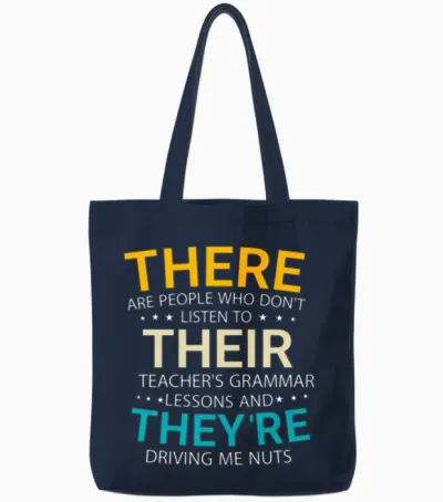 Funny English Grammar Tote Bags - Navy