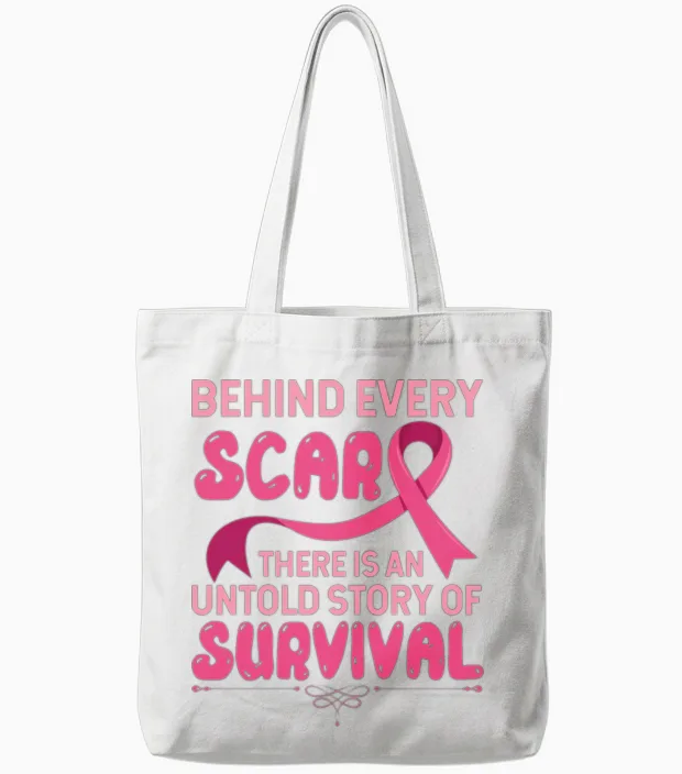 Cancer Awareness Survivor Tote Bags in White