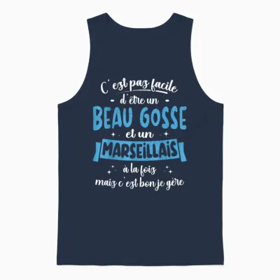 Marseillais Gift Idea Humour Birthday Beau Gosse T-Shirt, Black, S Unisex Tank Top - Navy