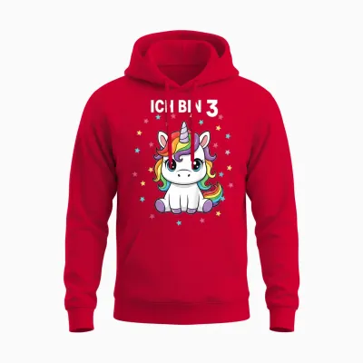 Ich Bin 3 - Süßes Einhorn Kindergeburtstag Junge Mädchen Unisex Hoodie - Red