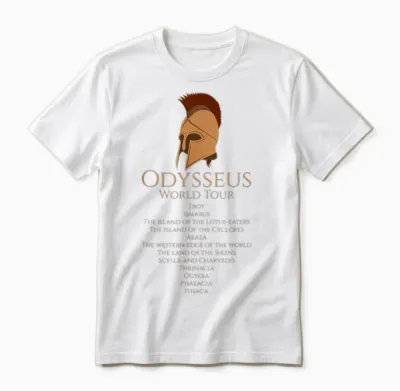 Odysseus World Tour - Ancient Greek Epic Mythlogy Unisex T-Shirt - White