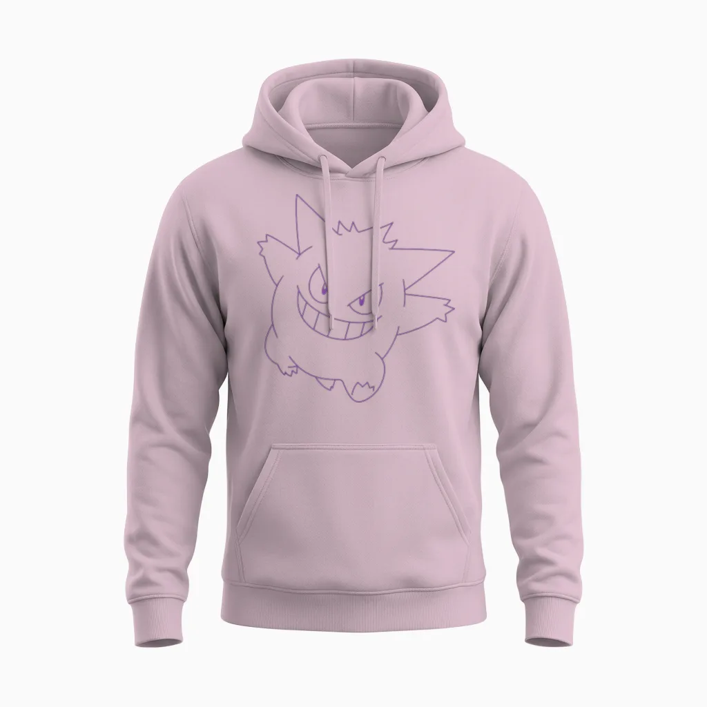 Pokémon Gengar Big Face Unisex Hoodie in Light Pink