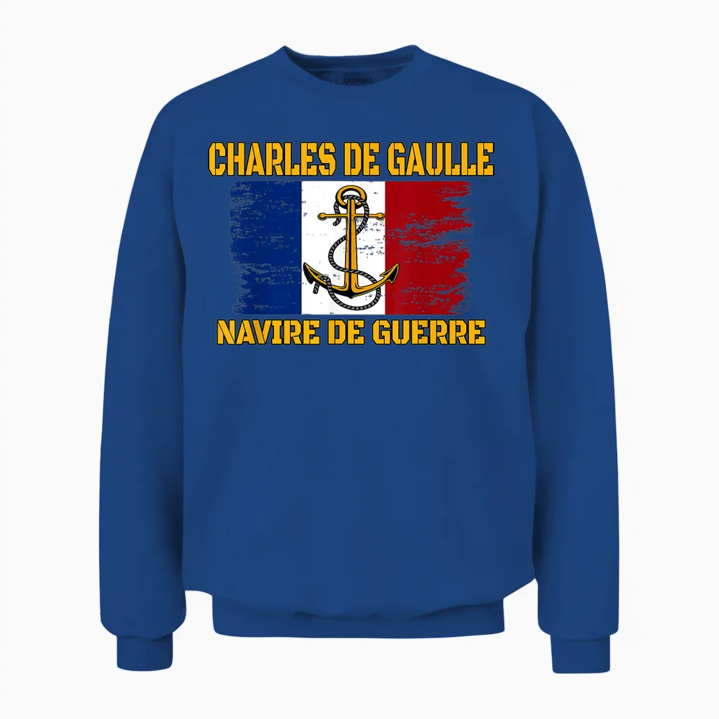 Charles De Gaulle R91 Nuclear Aircraft Carrier Father Grandfather Unisex Sweatshirt in Royal
