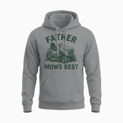 Father Mows Best Retro Unisex Hoodie - Sport Grey