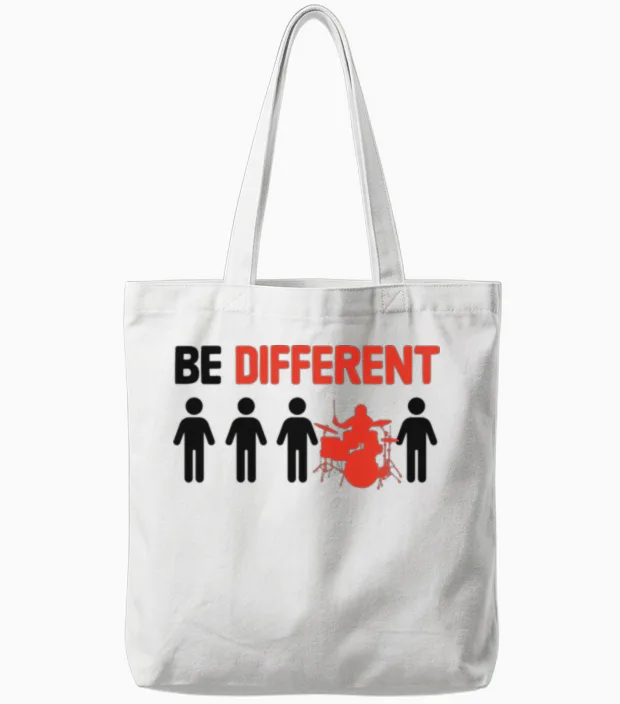 Be Different Funny Drummer - Drums Tote Bags in White