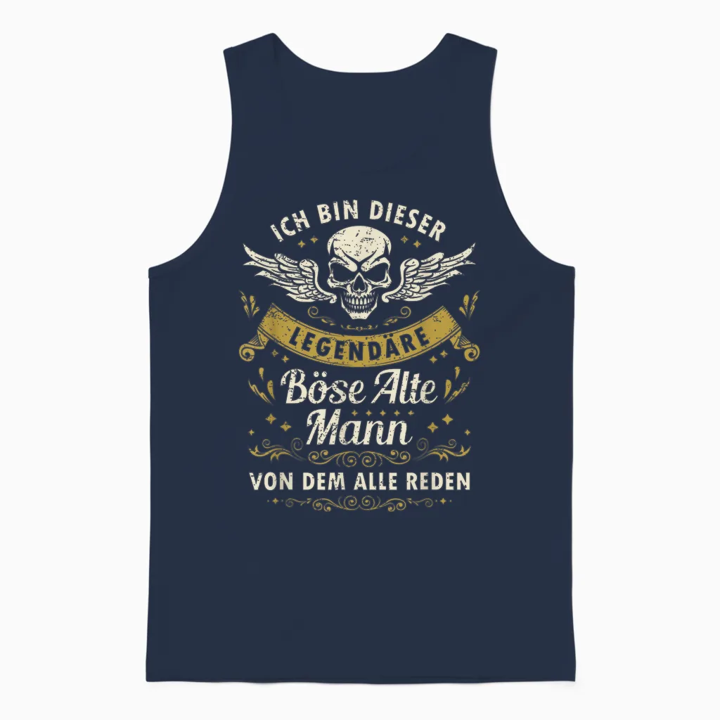 I Am This Legendary Bad Old Man T-Shirt, Black Unisex Tank Top in Navy