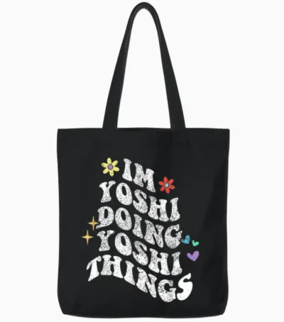 Retro Groovy Im Yoshi Doing Yoshi Things Funny Mother's Day T-Shirt, Black, S Tote Bags - Black