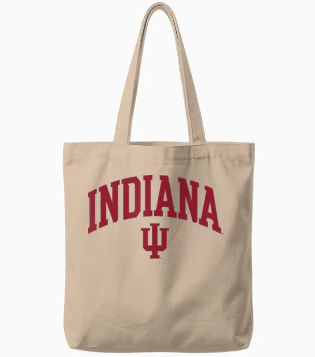 Indiana Hoosiers Arch Over Officially Licensed Tote Bags in Natural