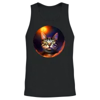 Funny Catstronaut Unisex Tank Top - Black – 2