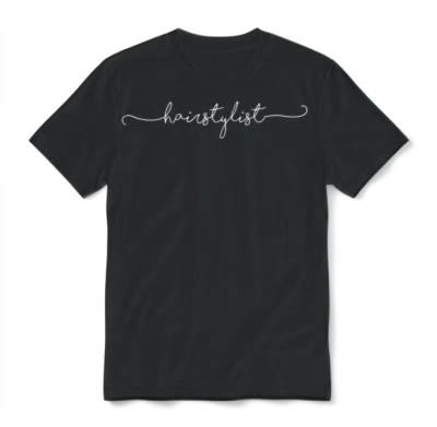 Hair Stylist Cursive Letter for Stylist and Barber Unisex T-Shirt - Black