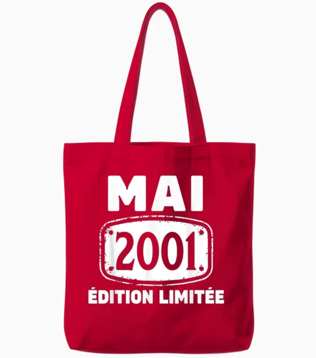 25 Ans Homme 2001 Anniversaire Mai 25 Ans Homme 2001 Tote Bags in Red
