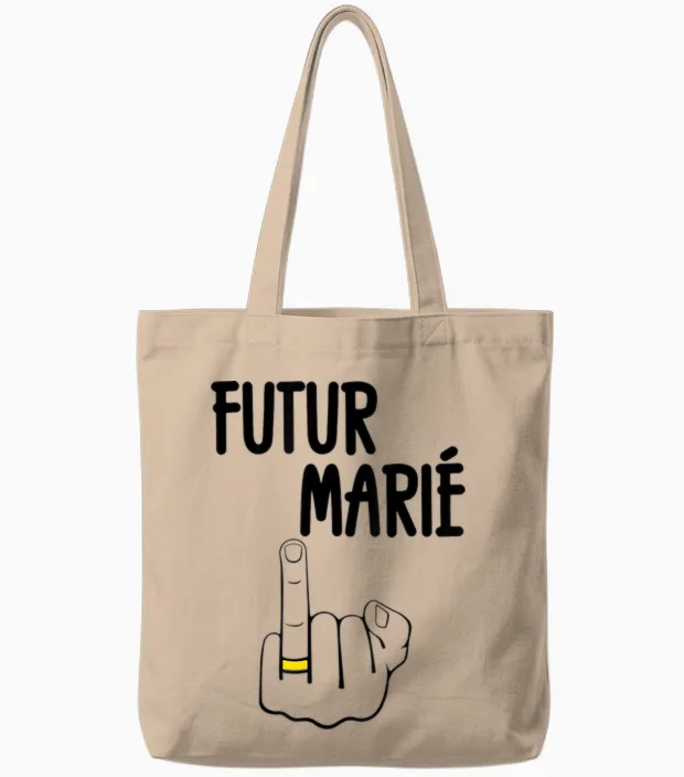 Futur Marié Enterrement Vie De Garçon Evg Humour T-Shirt, White, S Tote Bags in Natural