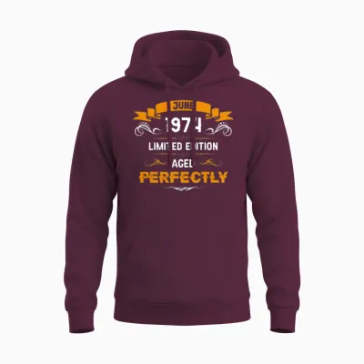 June 1974 Vintage Birthday Present Unisex Hoodie - Maroon