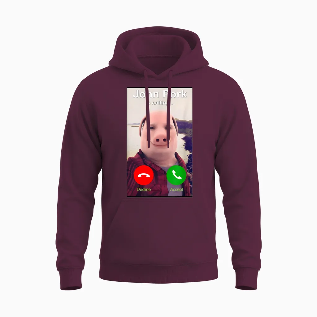 Meme Funny Genz by John Pork T-Shirt, Black, S Unisex Hoodie in Maroon