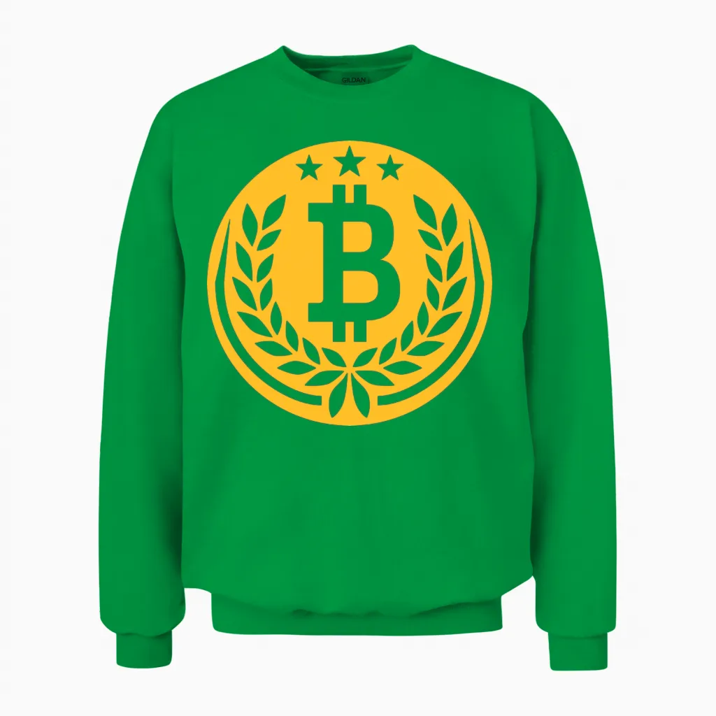 Emblem Bitcoin Laurel Wreath Unisex Sweatshirt in Irish Green