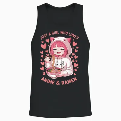 Just a Girl Who Loves Anime Ramen Japonais Aliments Japonais Unisex Tank Top - Black