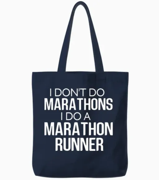 I Don't Do Marathons I Do a Marathon Runner Funny Tote Bags in Navy