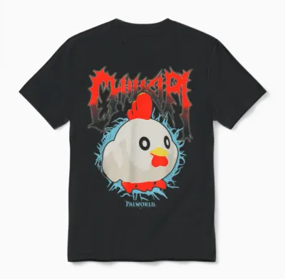 Palworld Chikipi Heavy Metal Character Portrait Video Game Unisex T-Shirt - Black