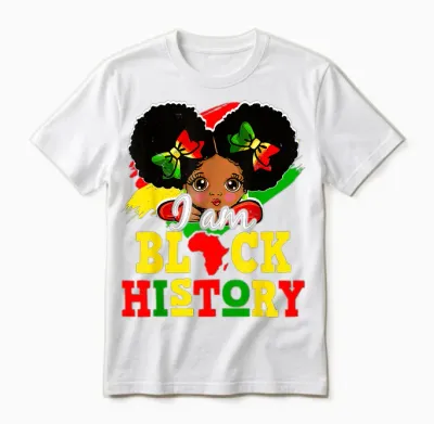 I Am Black History Month Cute Messy Bun Girl Unisex T-Shirt - White
